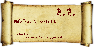 Mács Nikolett névjegykártya
