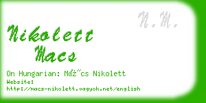 nikolett macs business card